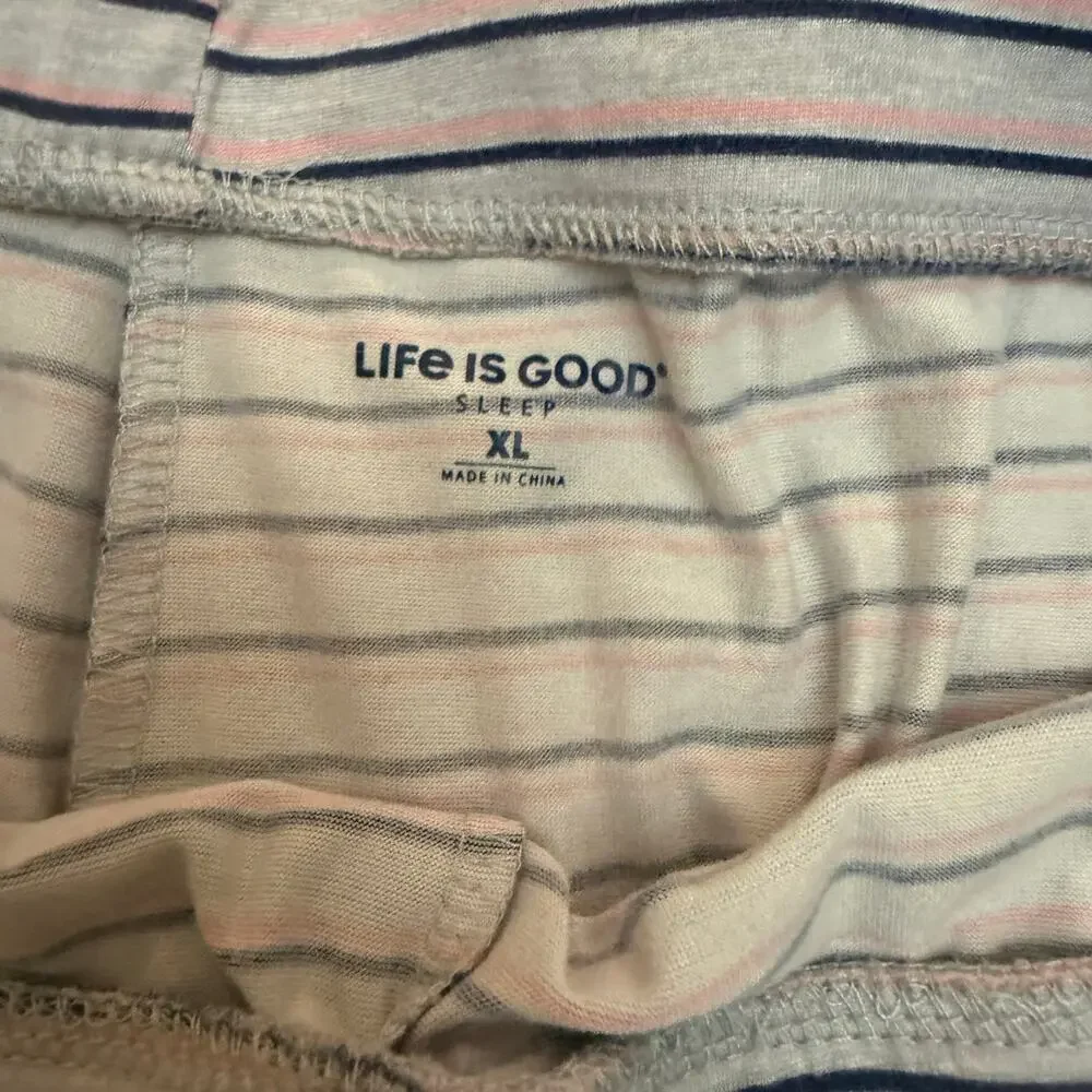 Life Is Good Dog Paw Print Pajama Bottoms XL Soft Cozy Cabin-core Relax sleep